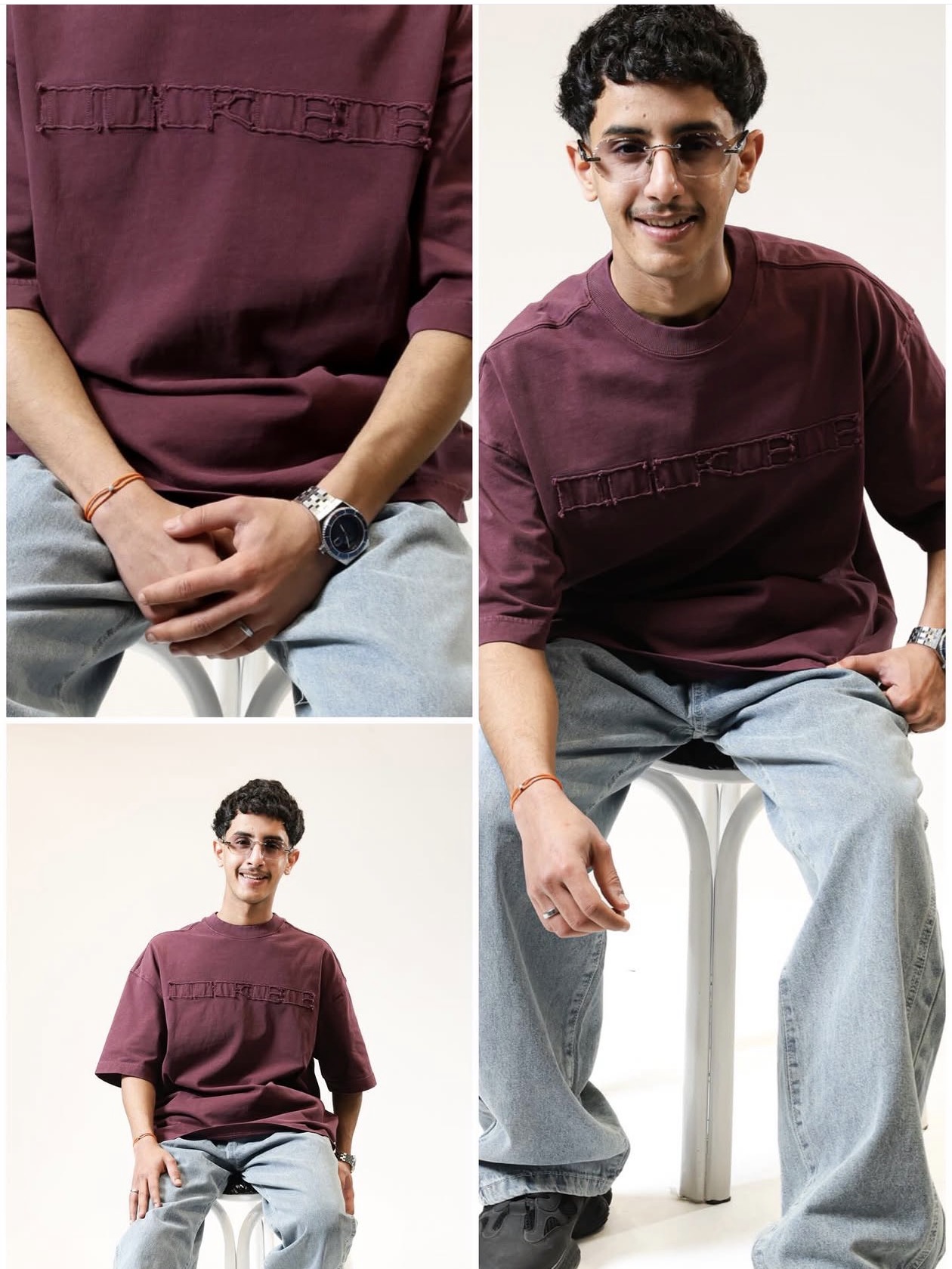 Embossed Logo Tee — Maroon